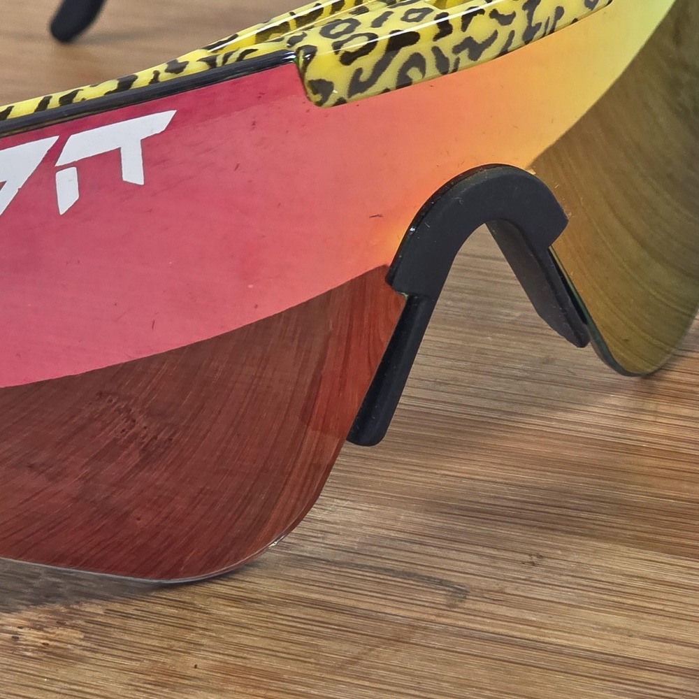 Pit Viper WYLD1 Sunglasses Mens One Size Yellow Red Mirrored Shield Leopard - Picture 8 of 16